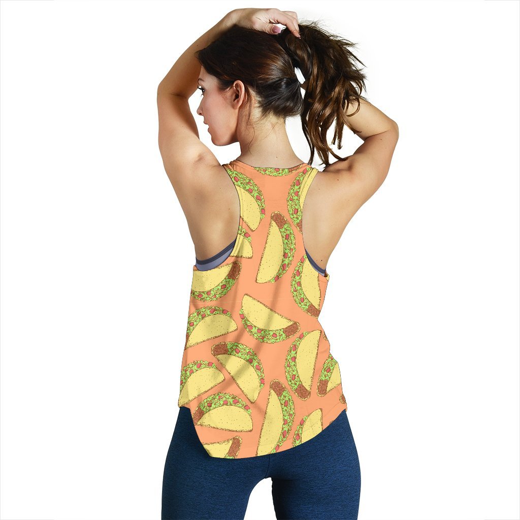 Taco Pattern Print Women's Racerback Tank Tops-grizzshop