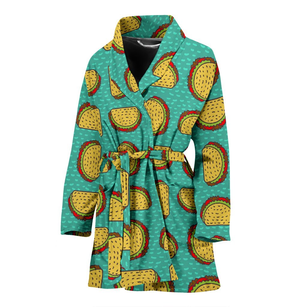 Taco Print Pattern Print Women Long Robe-grizzshop
