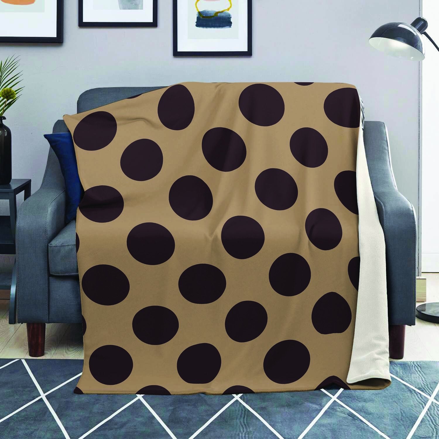 Tan And Black Polka Dot Blanket-grizzshop