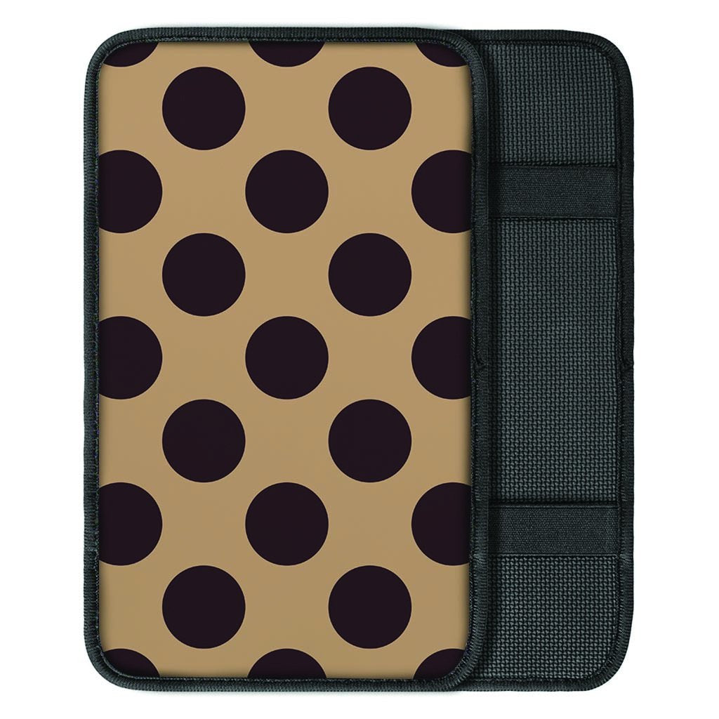 Tan And Black Polka Dot Car Console Cover-grizzshop