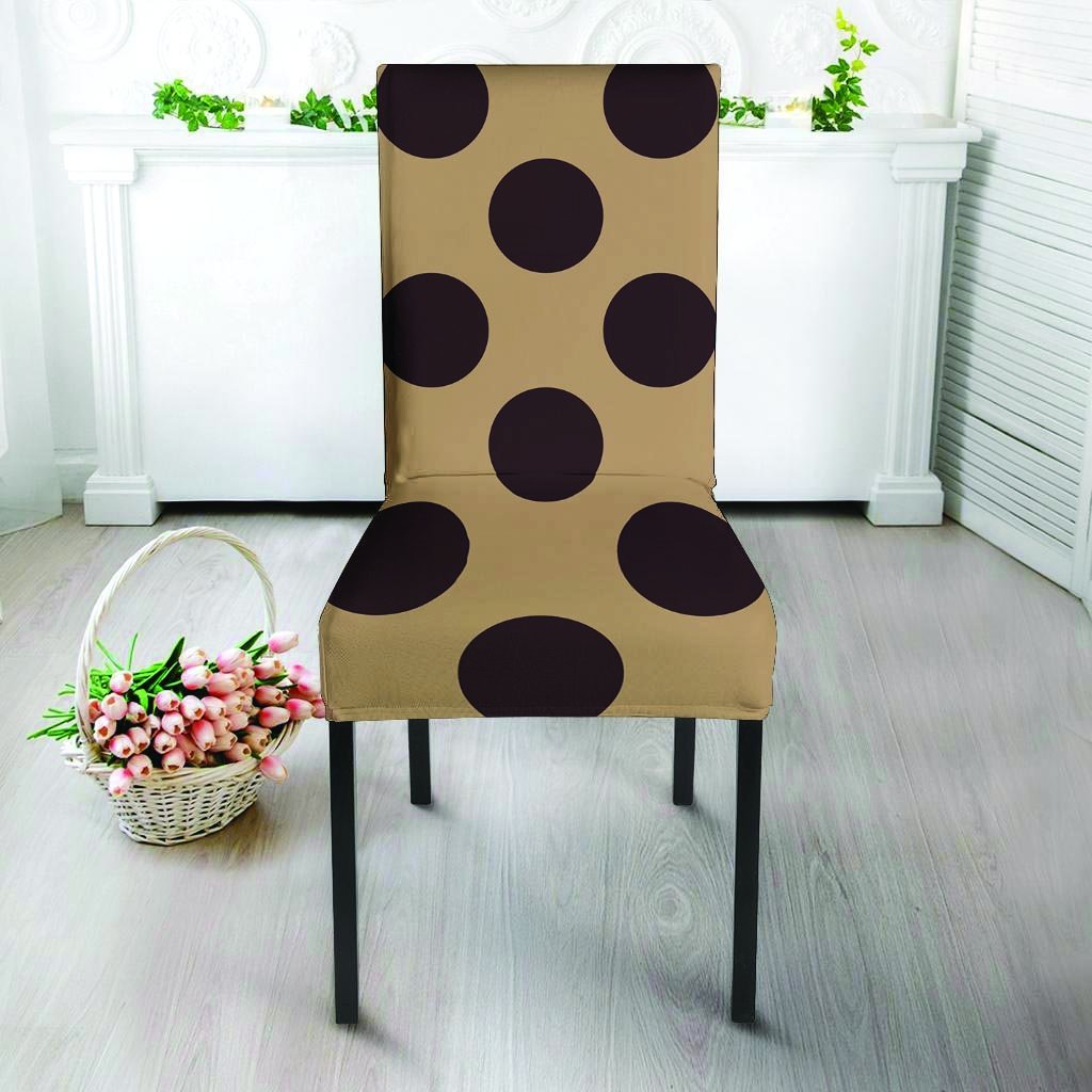Tan And Black Polka Dot Chair Cover-grizzshop
