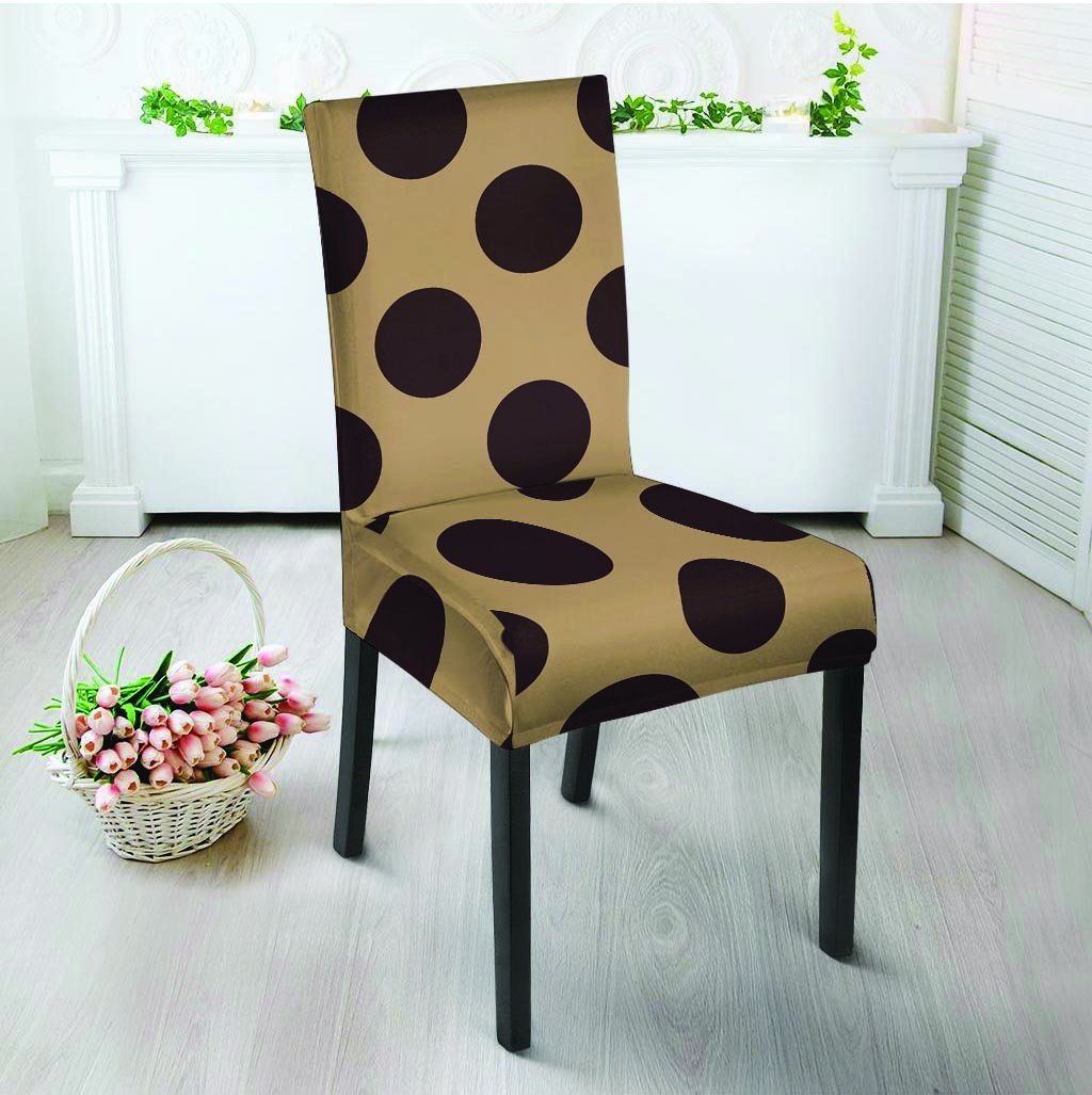 Tan And Black Polka Dot Chair Cover-grizzshop