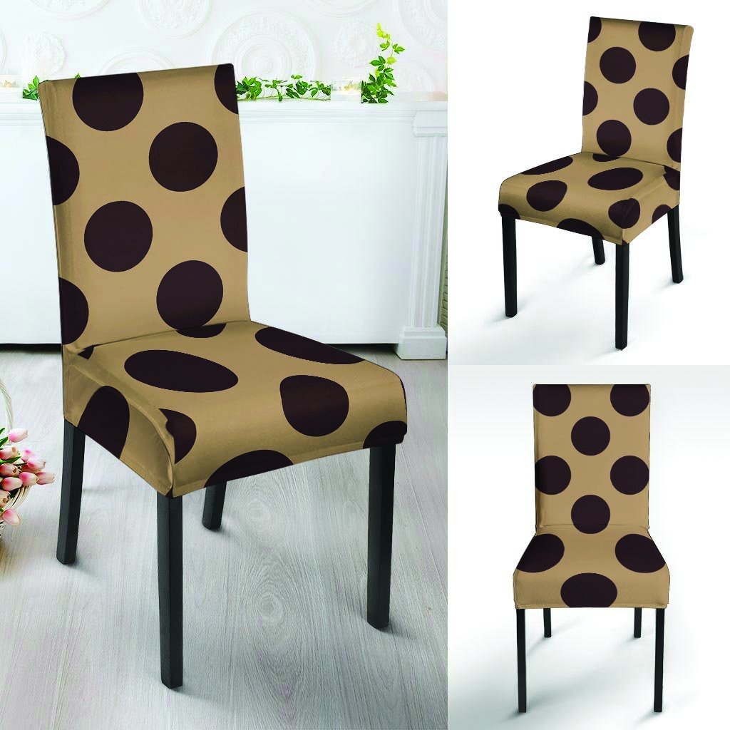 Tan And Black Polka Dot Chair Cover-grizzshop