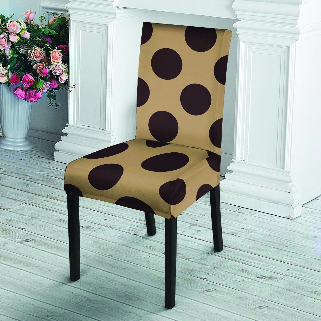 Tan And Black Polka Dot Chair Cover-grizzshop