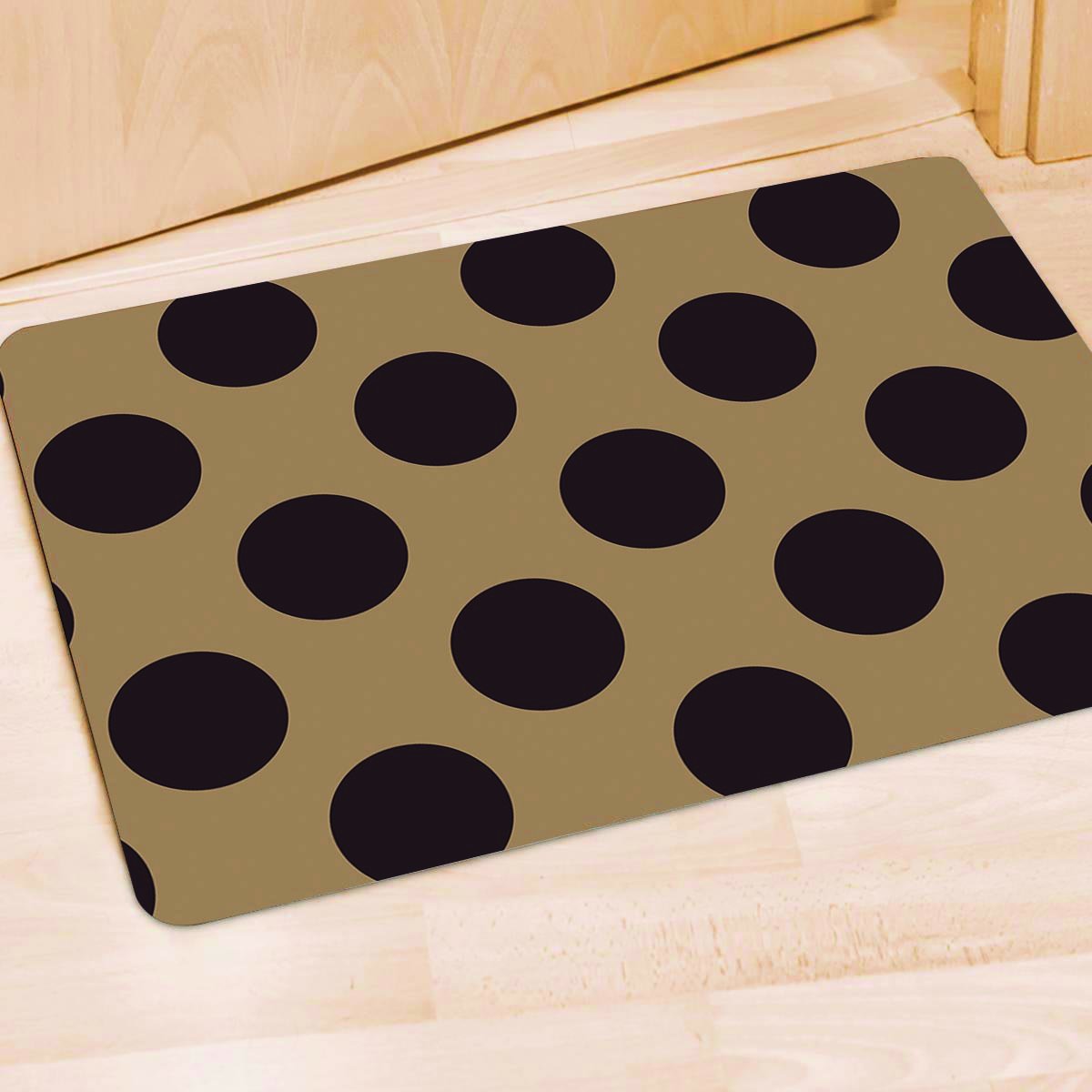 Tan And Black Polka Dot Door Mat-grizzshop