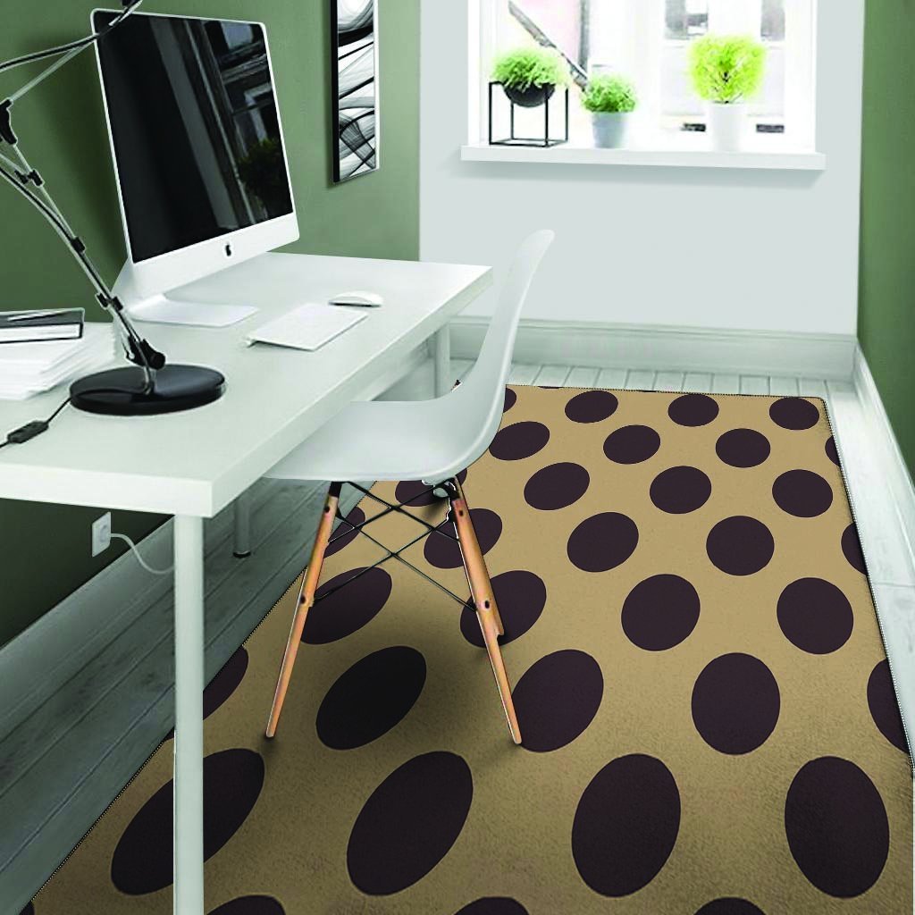 Tan And Black Polka Dot Floor Mat-grizzshop