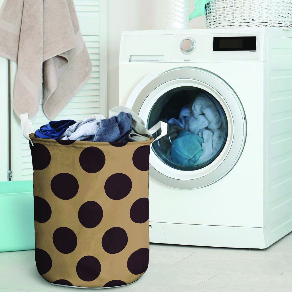 Tan And Black Polka Dot Laundry Basket-grizzshop