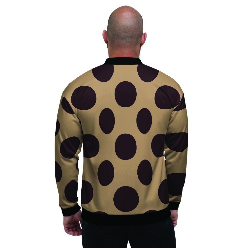 Tan And Black Polka Dot Men's Bomber Jacket-grizzshop