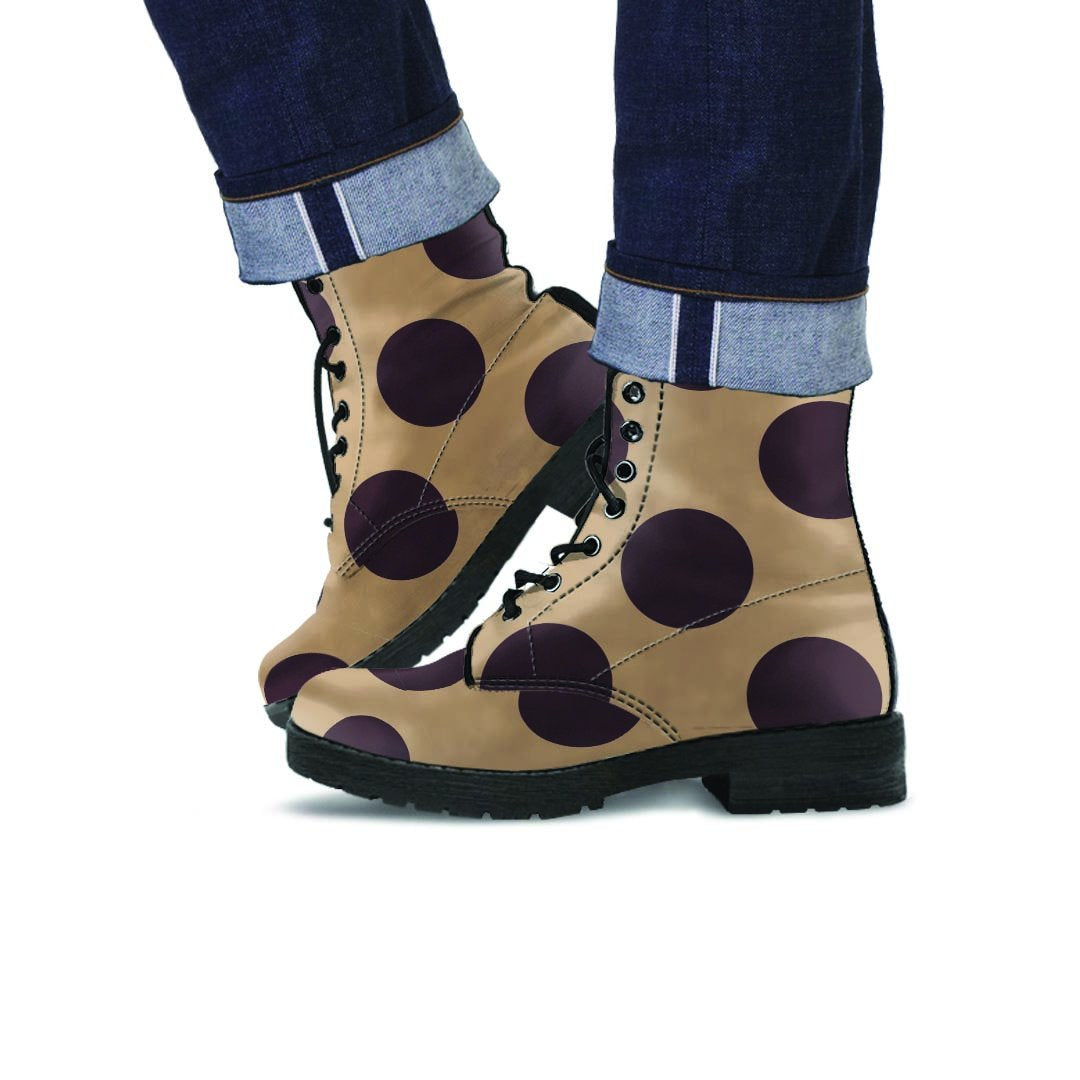 Tan And Black Polka Dot Men's Boots-grizzshop