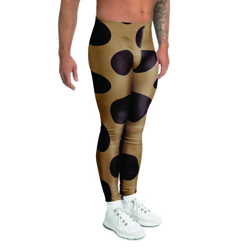 Tan And Black Polka Dot Men's Leggings-grizzshop