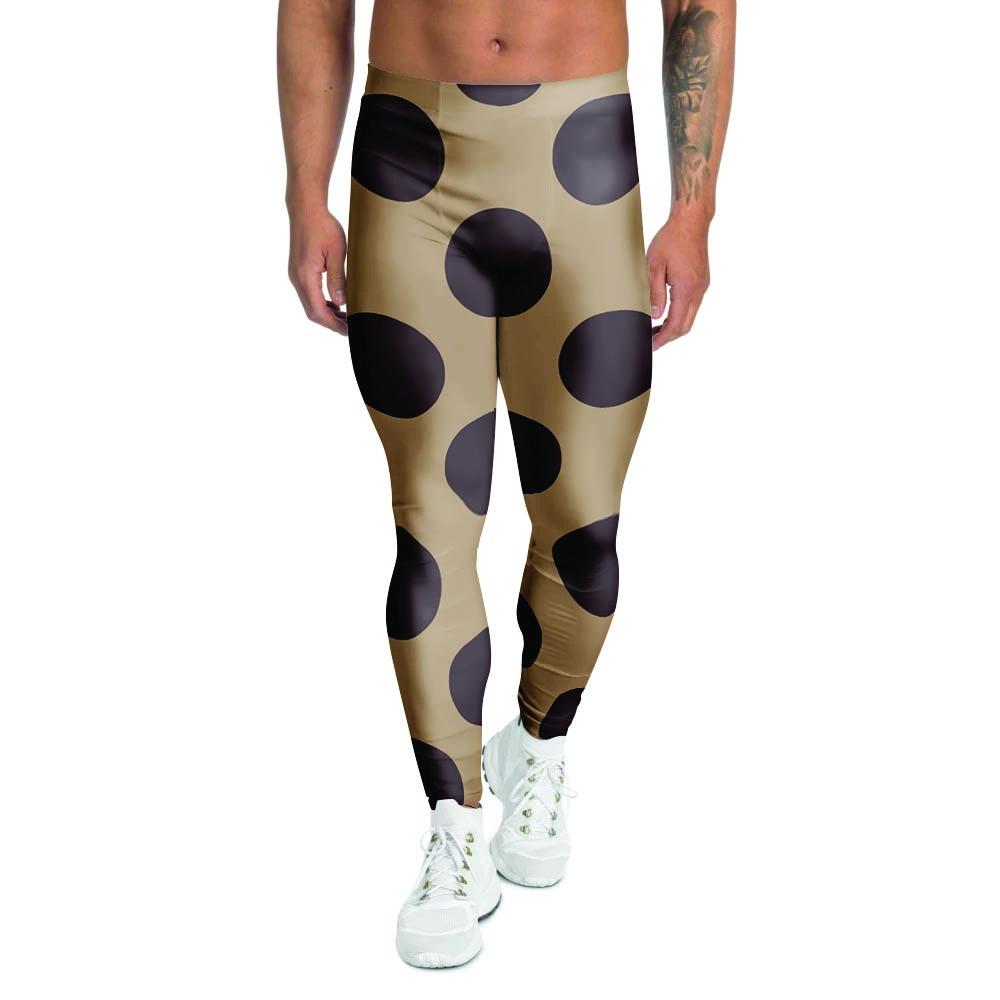 Tan And Black Polka Dot Men's Leggings-grizzshop