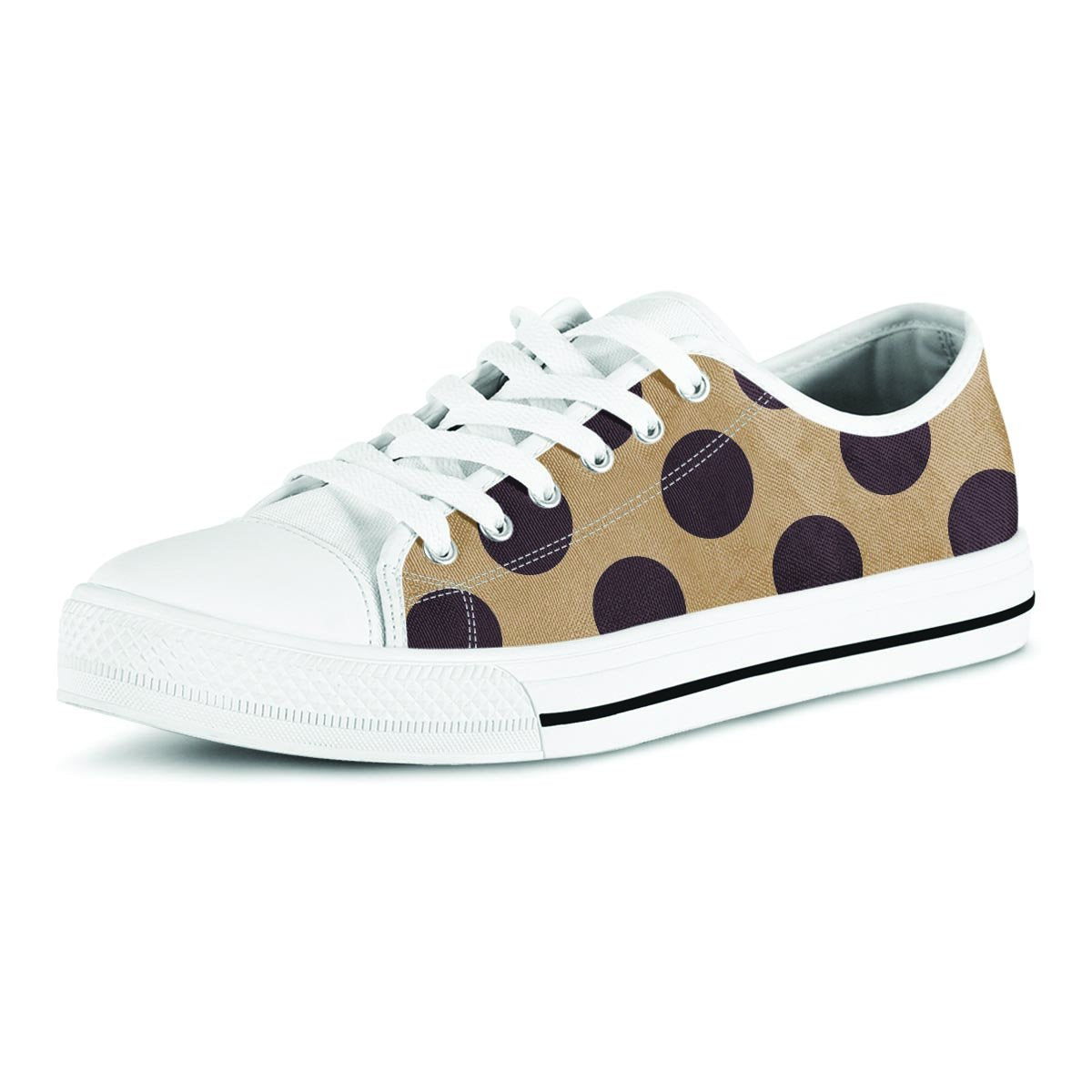 Tan And Black Polka Dot Men's Low Top Shoes-grizzshop