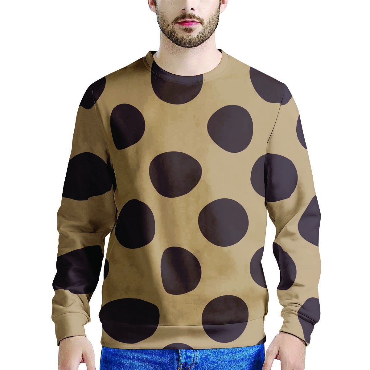 Tan And Black Polka Dot Men's Sweatshirt-grizzshop