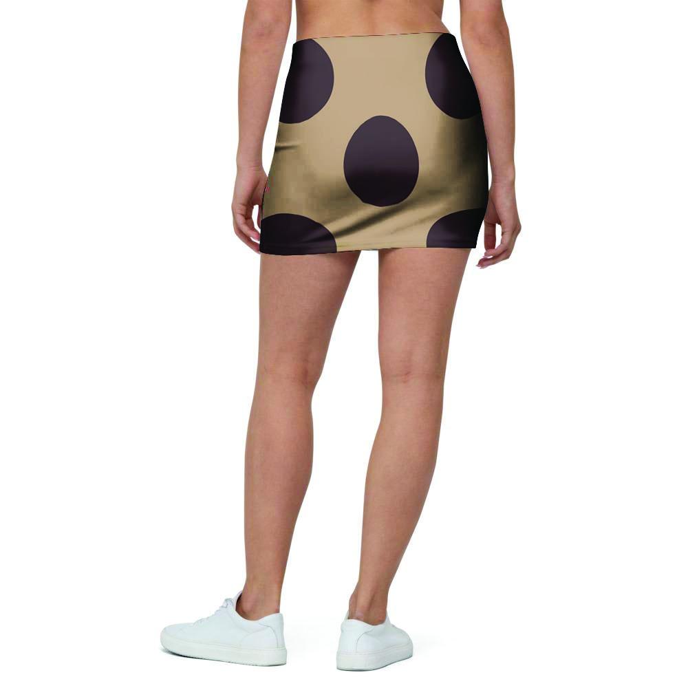 Tan And Black Polka Dot Mini Skirt-grizzshop