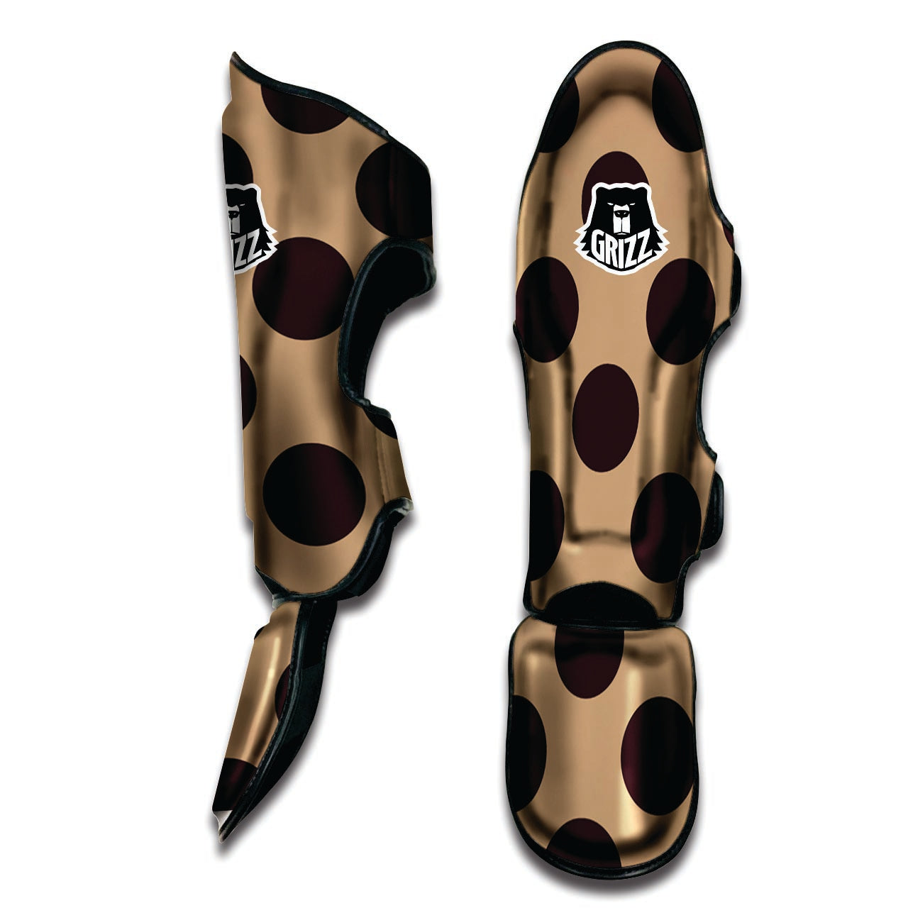 Tan And Black Polka Dot Muay Thai Shin Guard-grizzshop