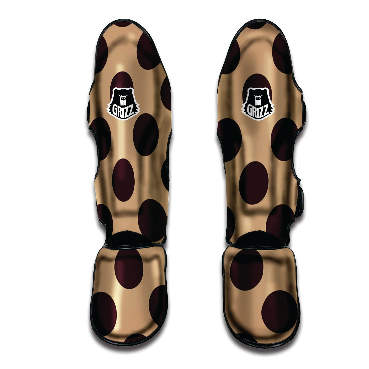 Tan And Black Polka Dot Muay Thai Shin Guard-grizzshop