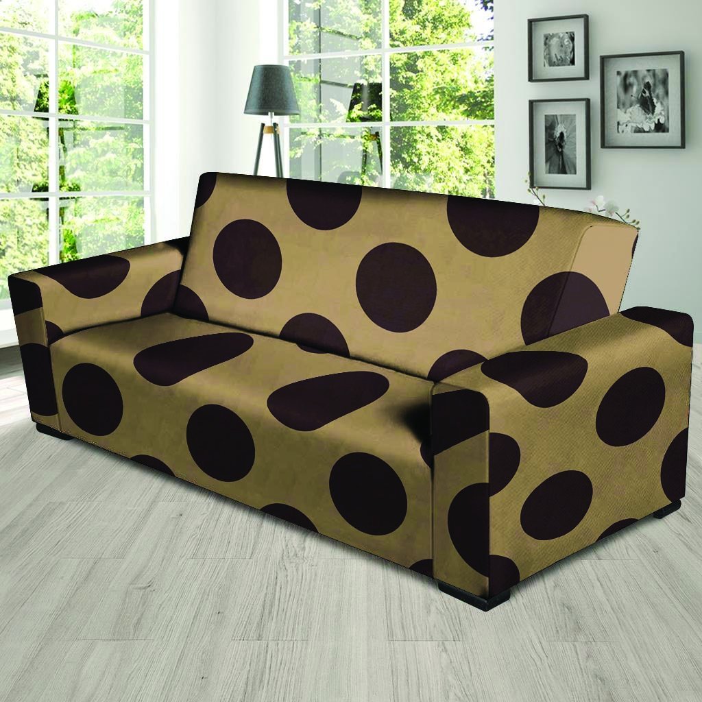 Tan And Black Polka Dot Sofa Cover-grizzshop