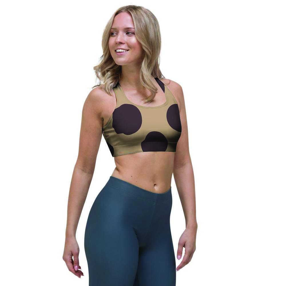 Tan And Black Polka Dot Sports Bra-grizzshop