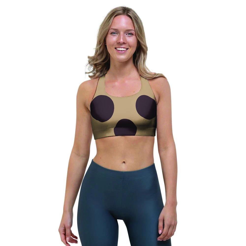 Tan And Black Polka Dot Sports Bra-grizzshop