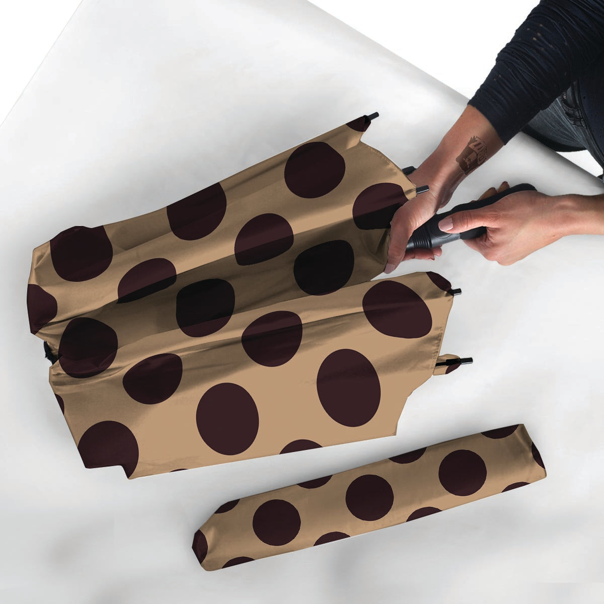 Tan And Black Polka Dot Umbrella-grizzshop