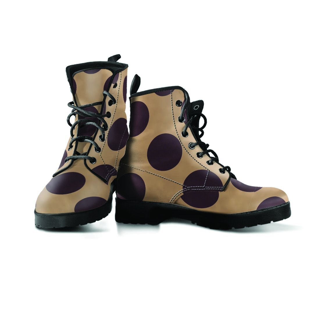 Tan And Black Polka Dot Women's Boots-grizzshop