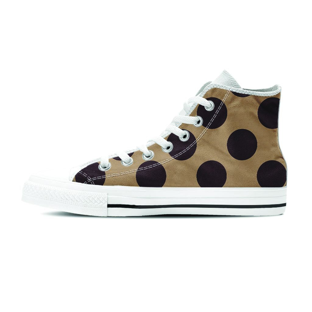 Tan And Black Polka Dot Women's High Top Shoes-grizzshop