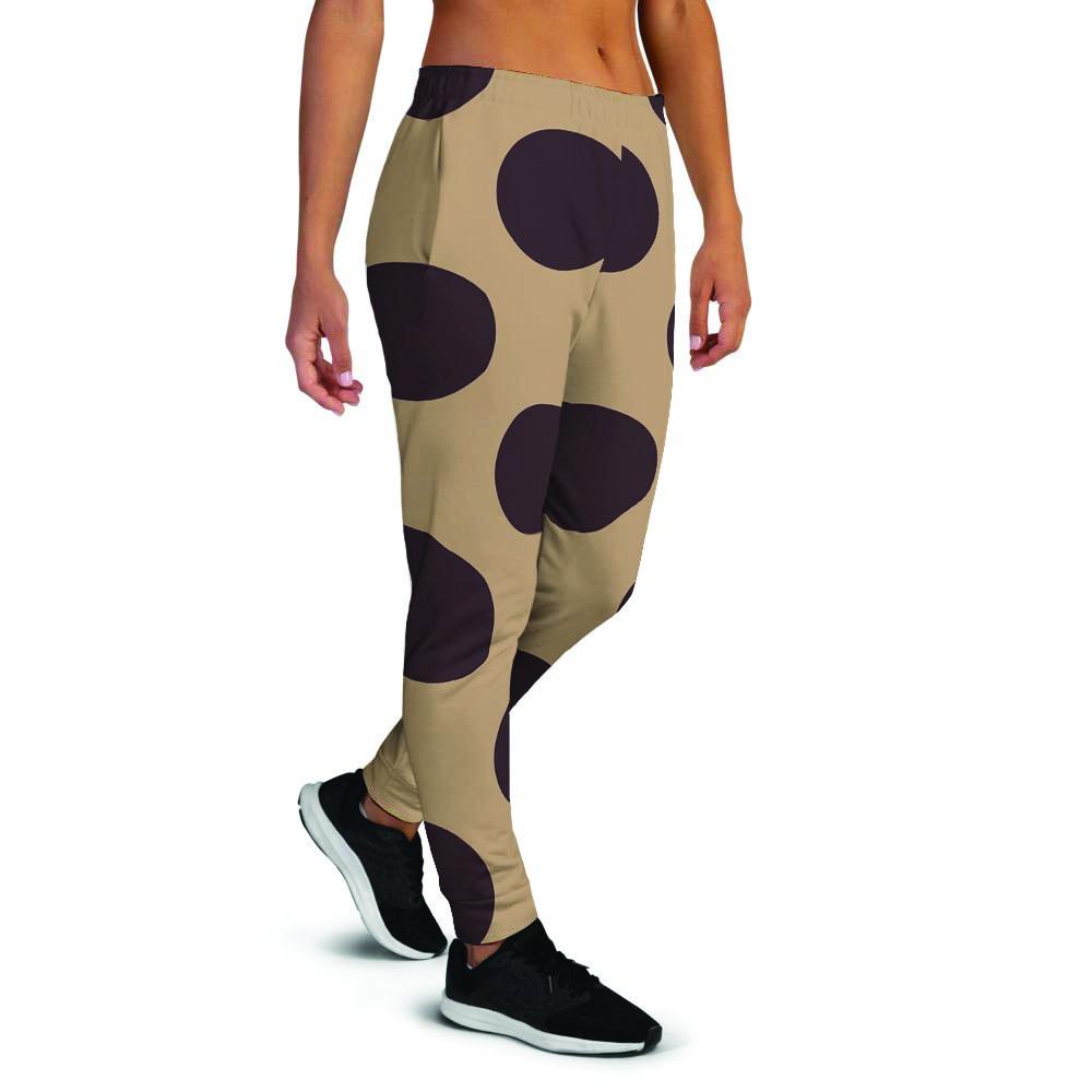 Tan And Black Polka Dot Women's Joggers-grizzshop