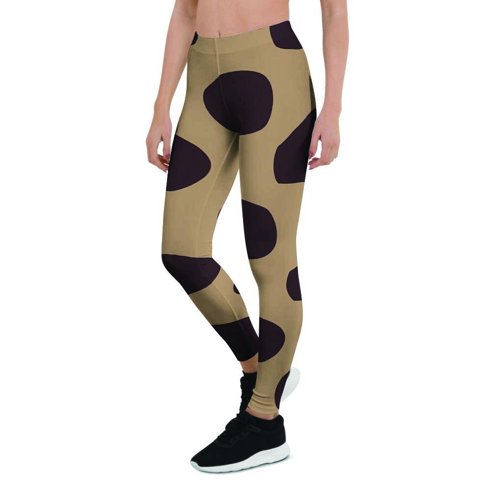 Tan And Black Polka Dot Women's Leggings-grizzshop