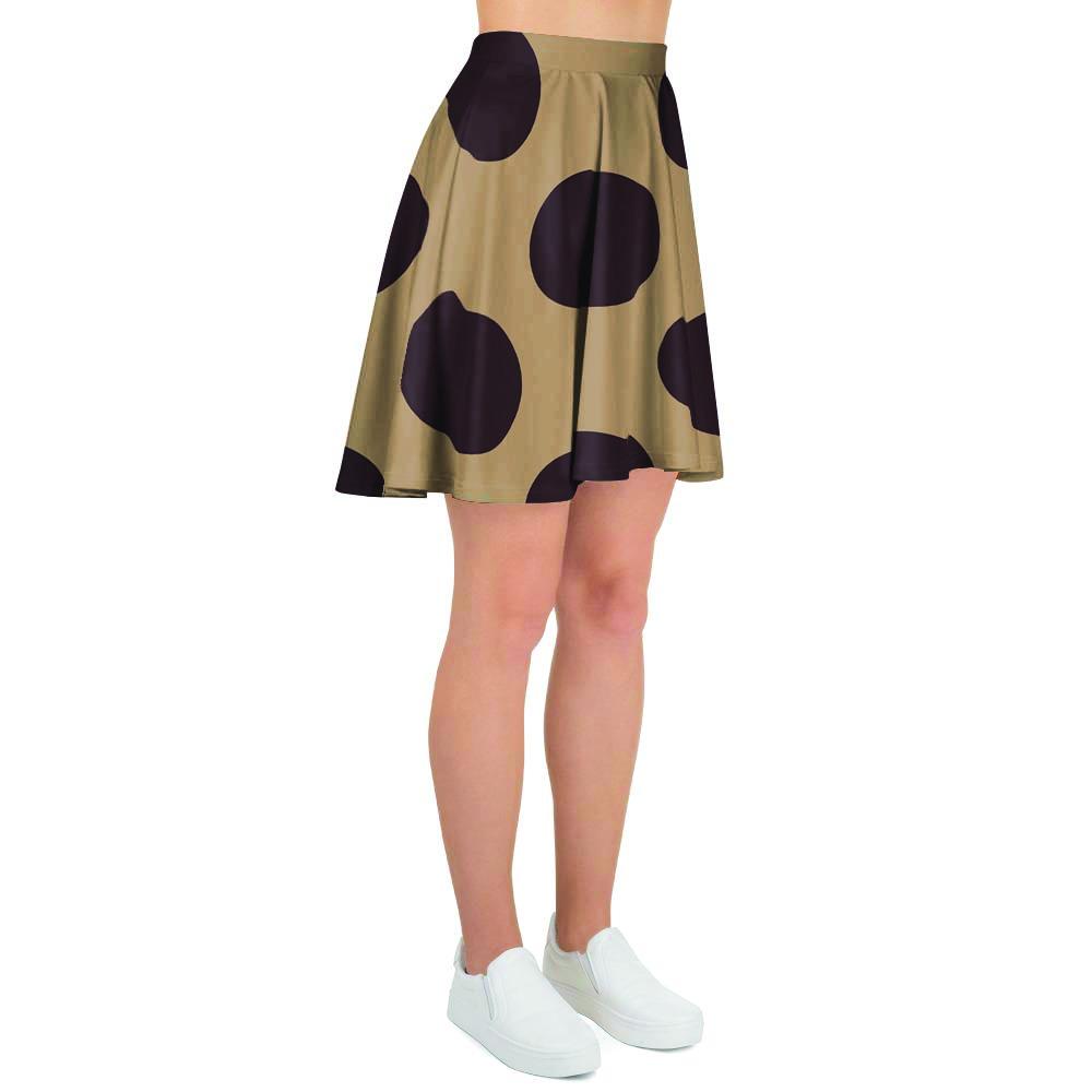 Tan And Black Polka Dot Women's Skirt-grizzshop