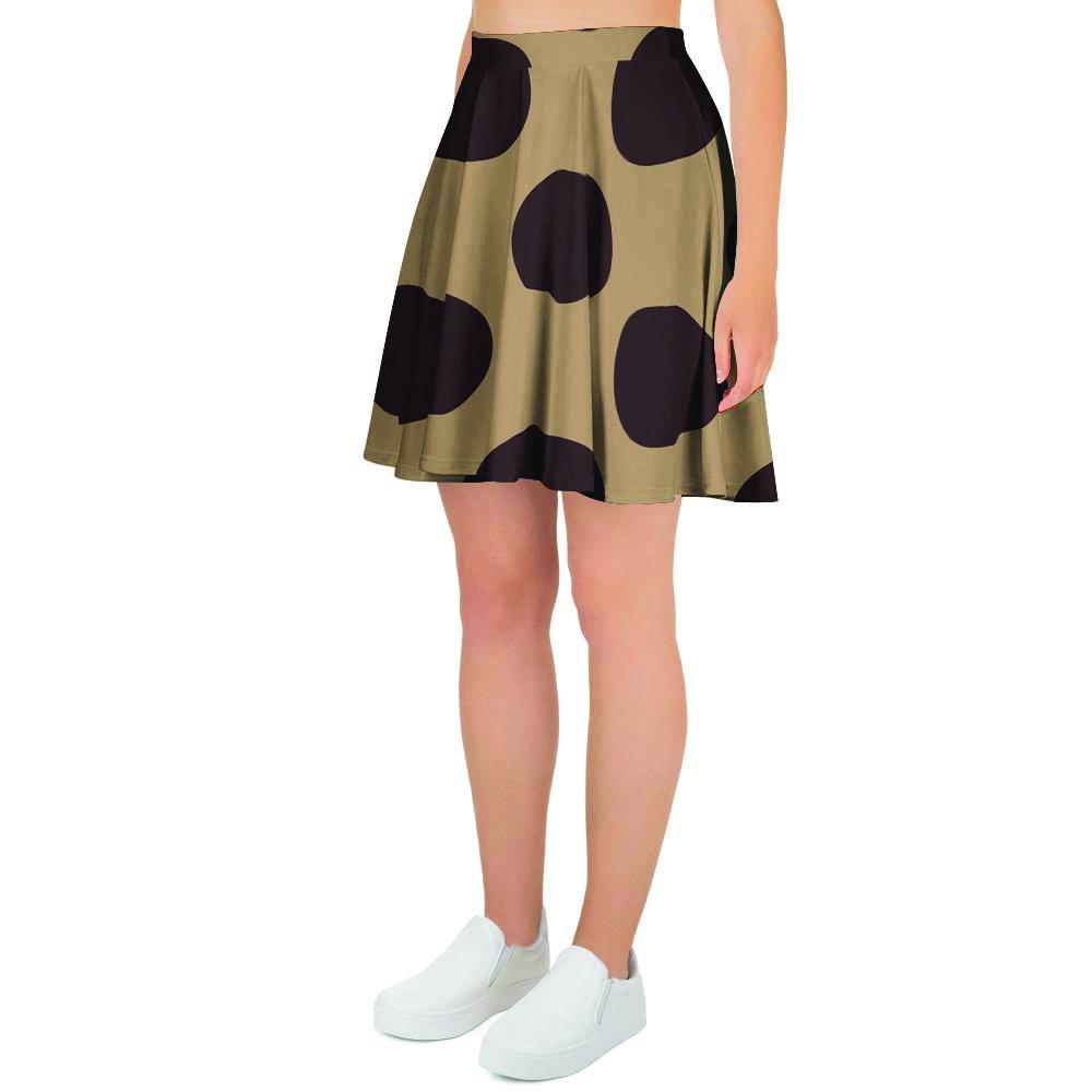 Tan And Black Polka Dot Women's Skirt-grizzshop