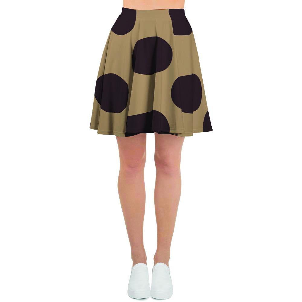 Tan And Black Polka Dot Women's Skirt-grizzshop