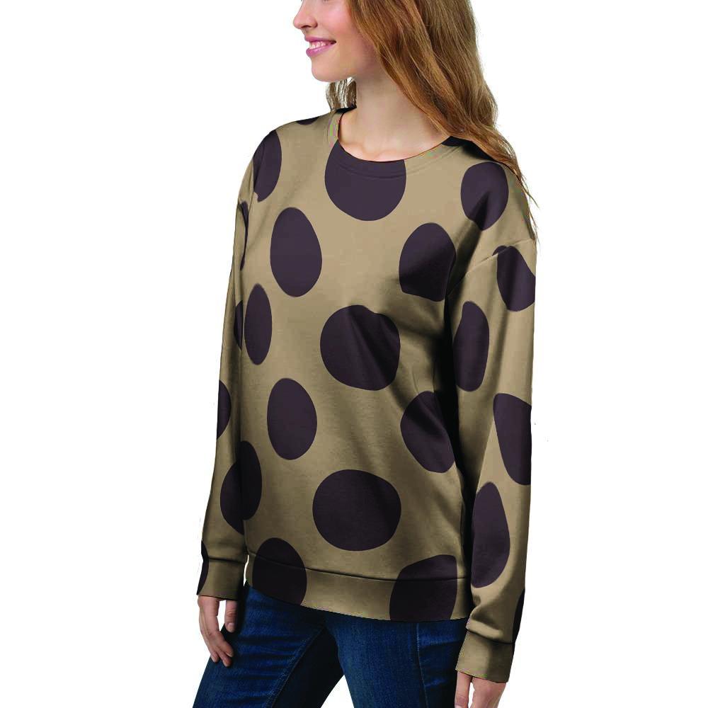 Tan And Black Polka Dot Women's Sweatshirt-grizzshop