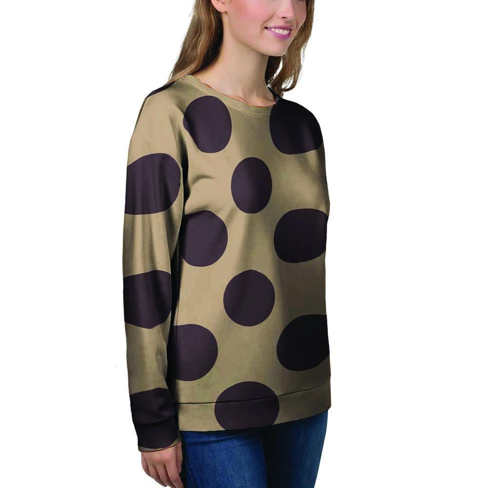 Tan And Black Polka Dot Women's Sweatshirt-grizzshop