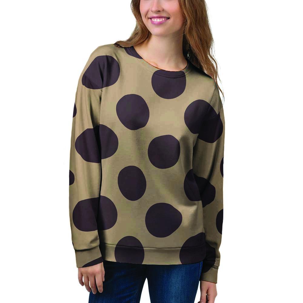 Tan And Black Polka Dot Women's Sweatshirt-grizzshop