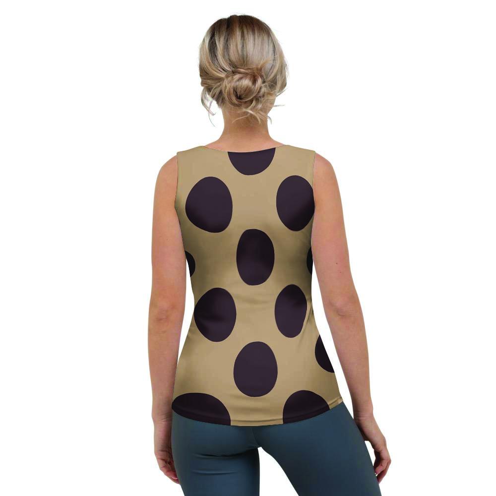 Tan And Black Polka Dot Women's Tank Top-grizzshop