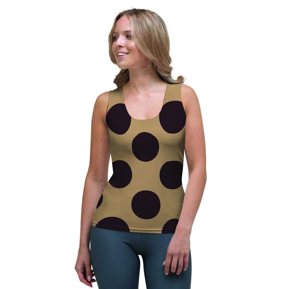 Tan And Black Polka Dot Women's Tank Top-grizzshop