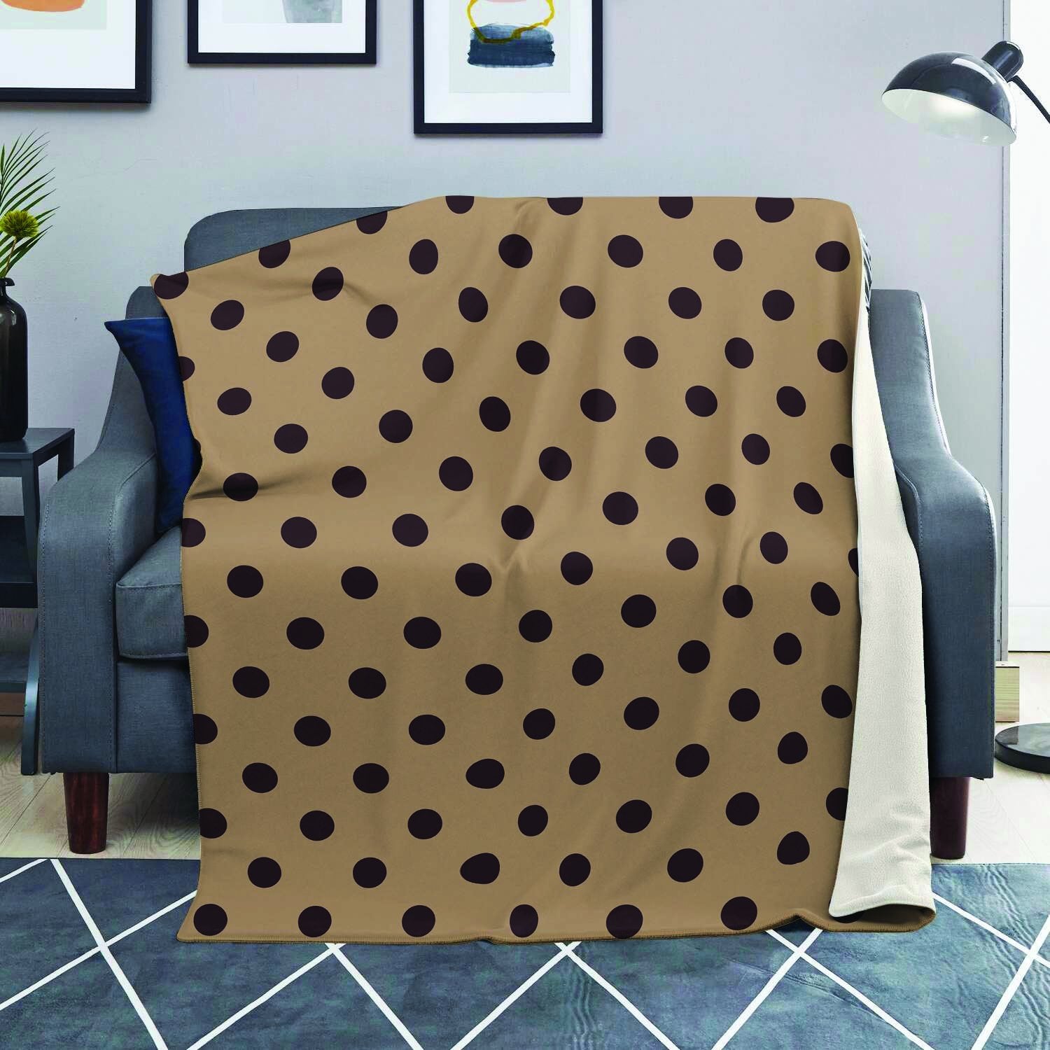 Tan And Black Tiny Polka Dot Blanket-grizzshop