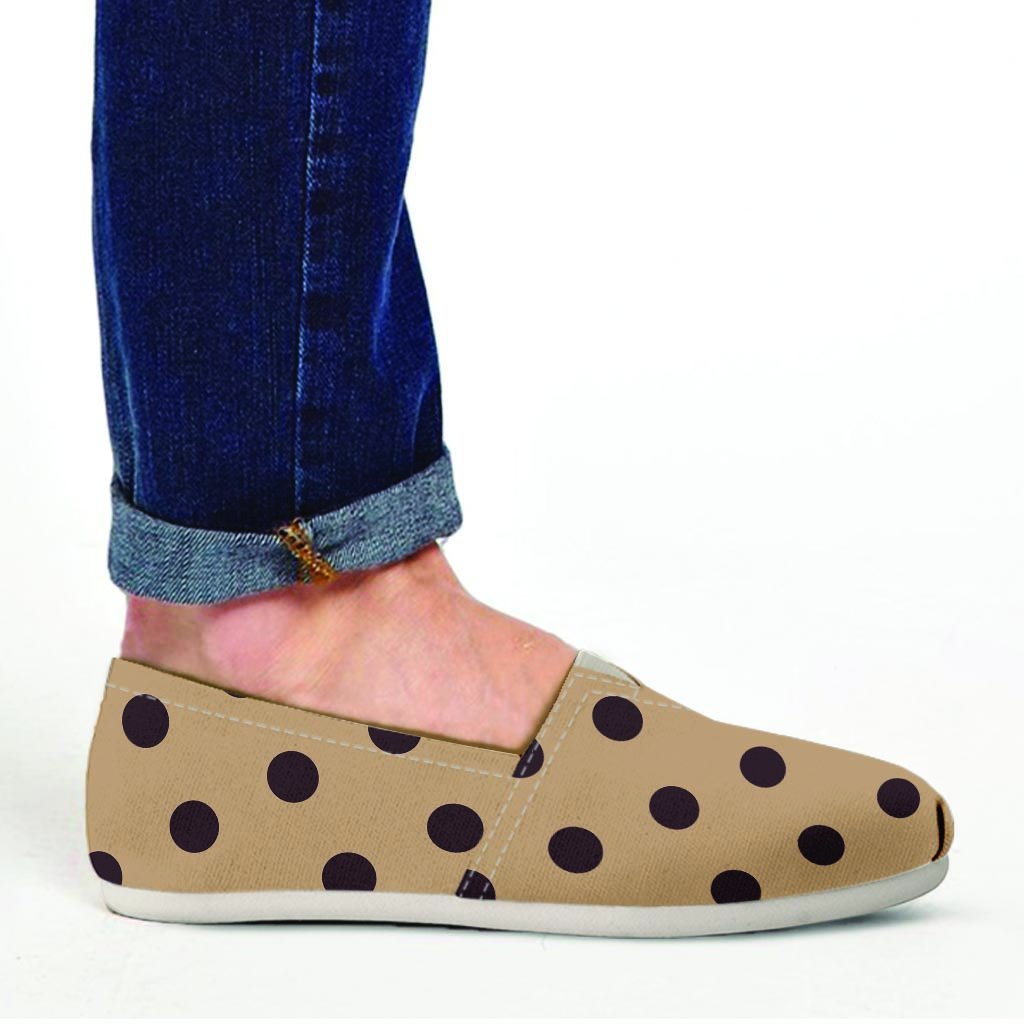 Tan And Black Tiny Polka Dot Canvas Shoes-grizzshop