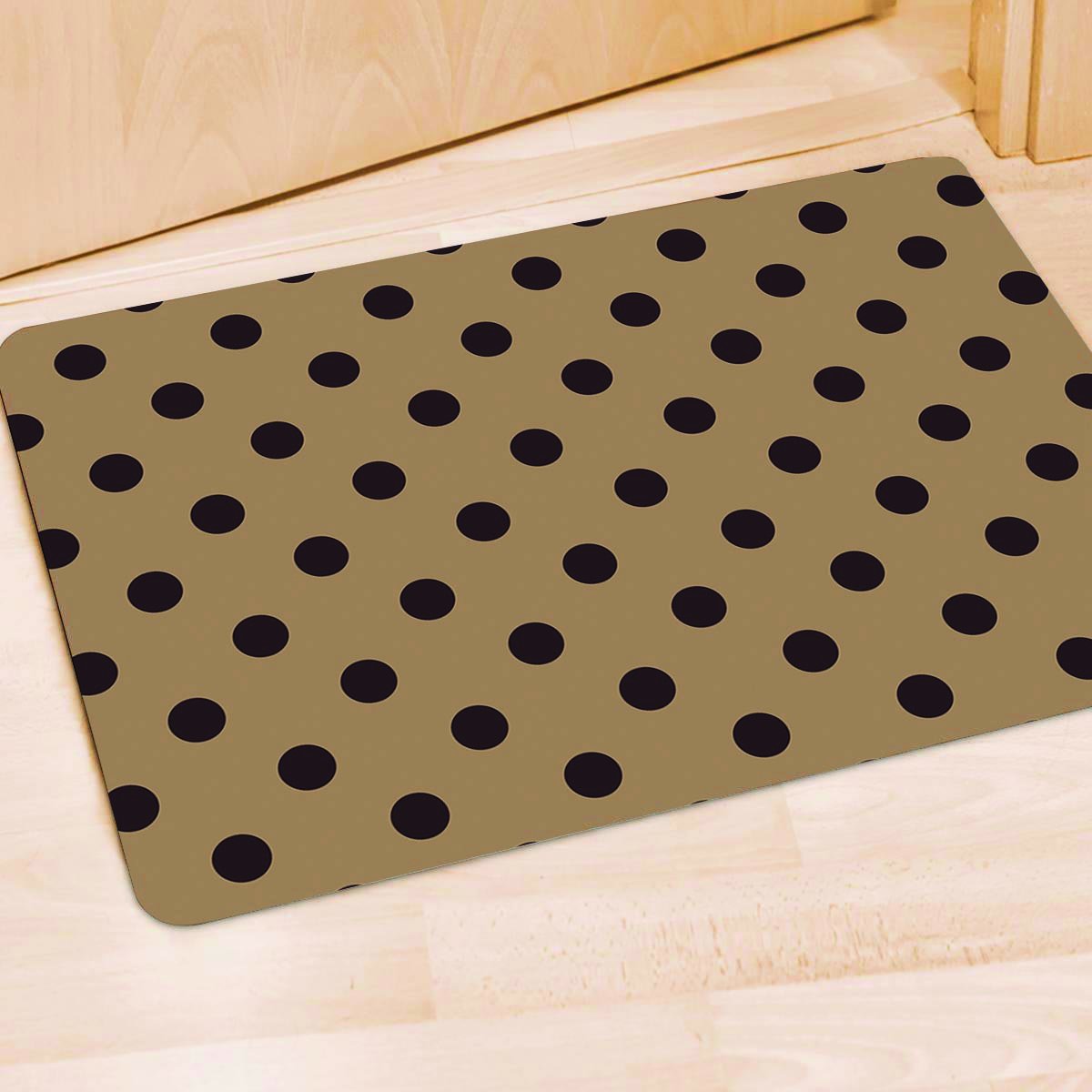 Tan And Black Tiny Polka Dot Door Mat-grizzshop