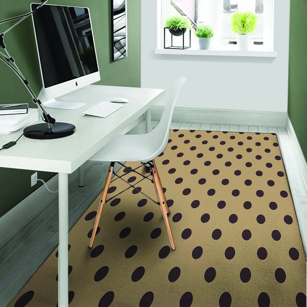 Tan And Black Tiny Polka Dot Floor Mat-grizzshop