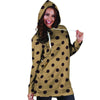 Tan And Black Tiny Polka Dot Hoodie Dress-grizzshop