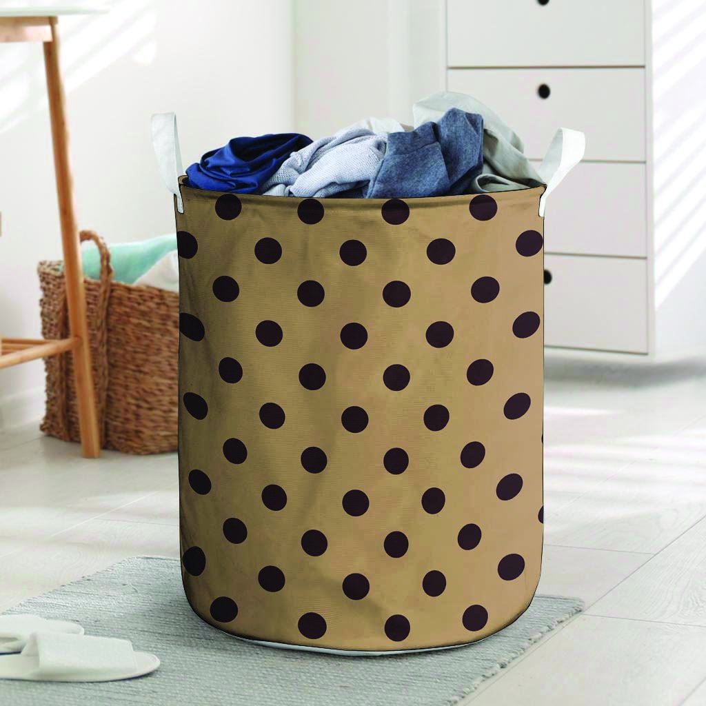 Tan And Black Tiny Polka Dot Laundry Basket-grizzshop