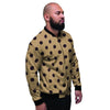 Tan And Black Tiny Polka Dot Men's Bomber Jacket-grizzshop