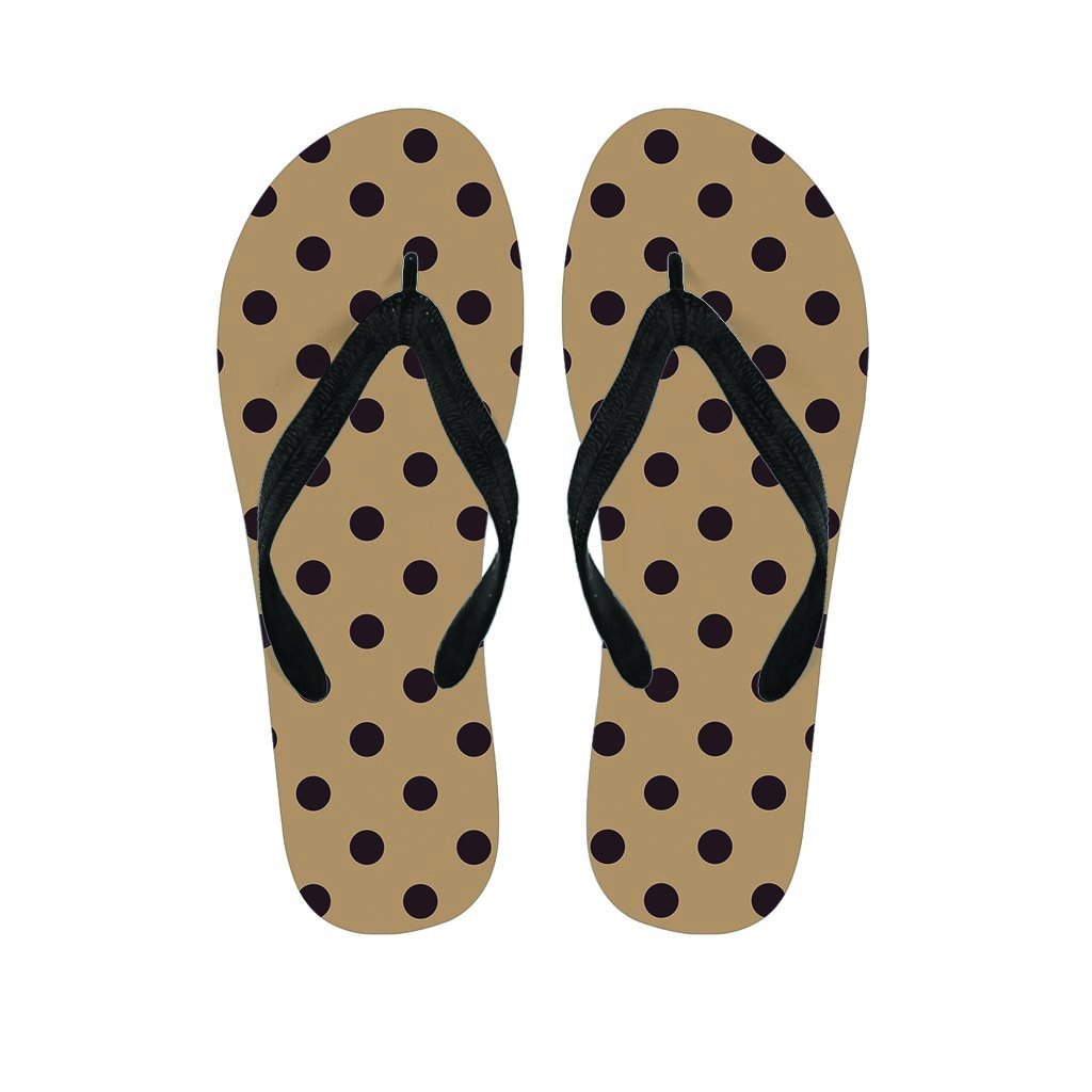 Tan And Black Tiny Polka Dot Men's Flip Flops-grizzshop