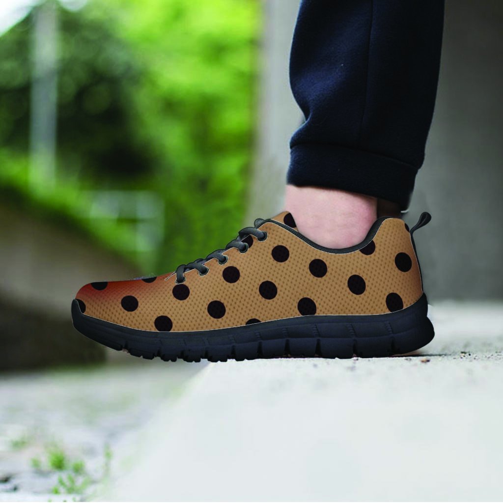 Tan And Black Tiny Polka Dot Men's Sneakers-grizzshop