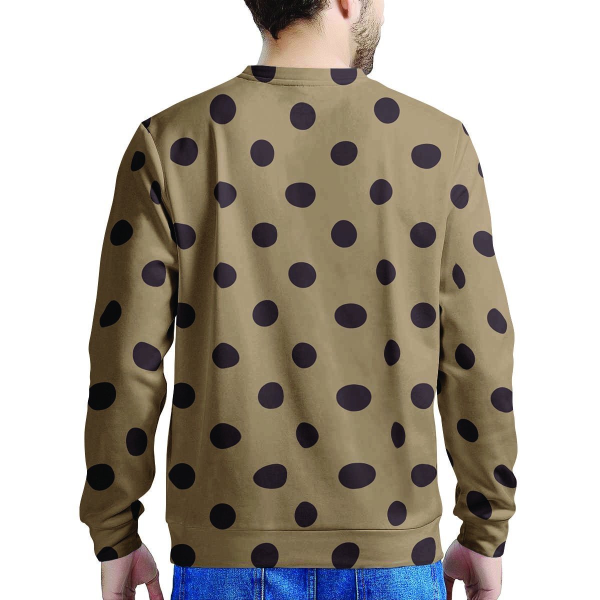 Tan And Black Tiny Polka Dot Men's Sweatshirt-grizzshop