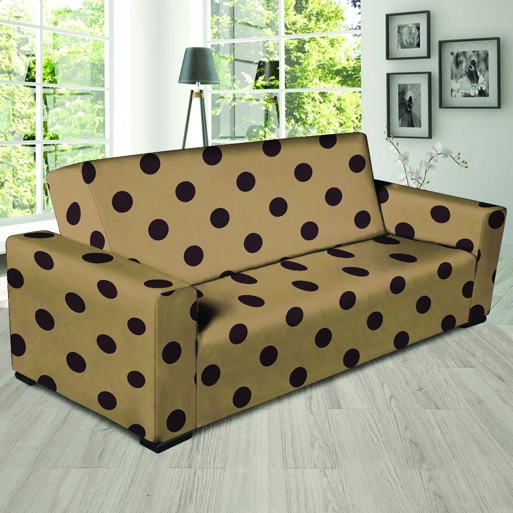 Tan And Black Tiny Polka Dot Sofa Cover-grizzshop