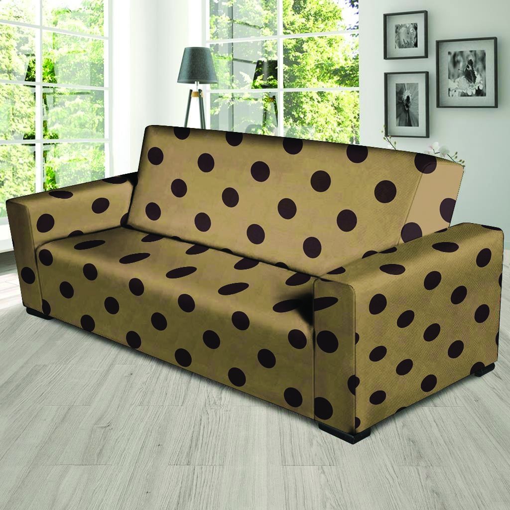 Tan And Black Tiny Polka Dot Sofa Cover-grizzshop