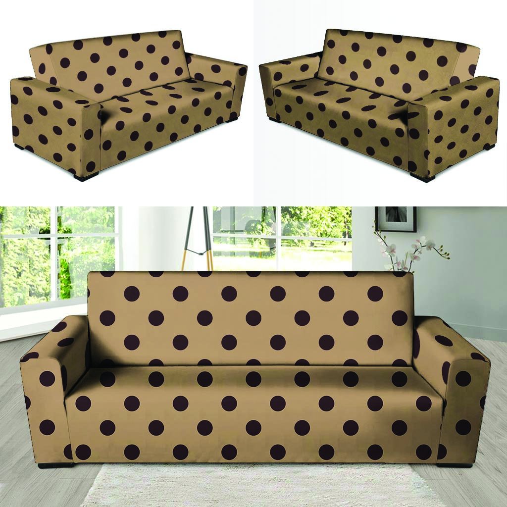 Tan And Black Tiny Polka Dot Sofa Cover-grizzshop