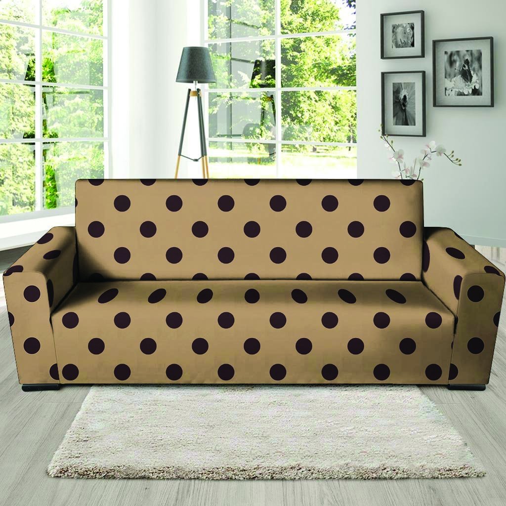 Tan And Black Tiny Polka Dot Sofa Cover-grizzshop